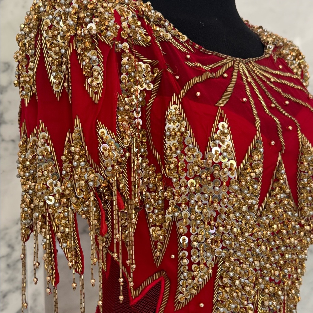 Red and Gold Sequin Embellished Women’s Dress Size Medium